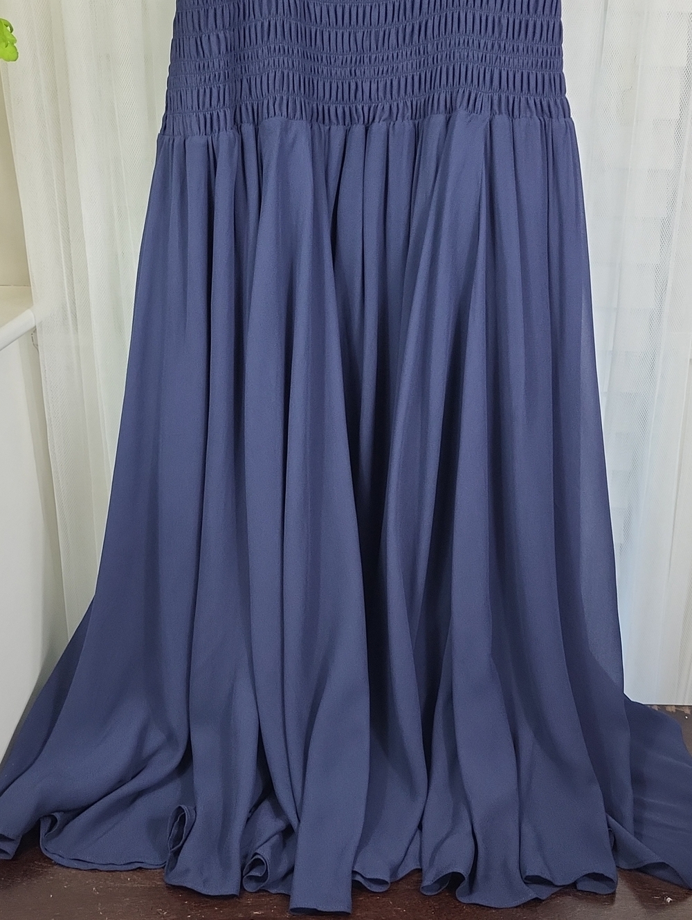 J. Crew Collection Smocked Chiffon Navy Maxi Dress with Spaghetti Straps. Size 8 - Picture 12 of 12